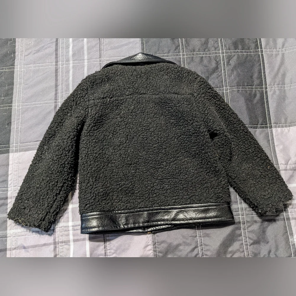 Target Art Class Black Sherpa Moto Jacket Toddler Girl sz 3T